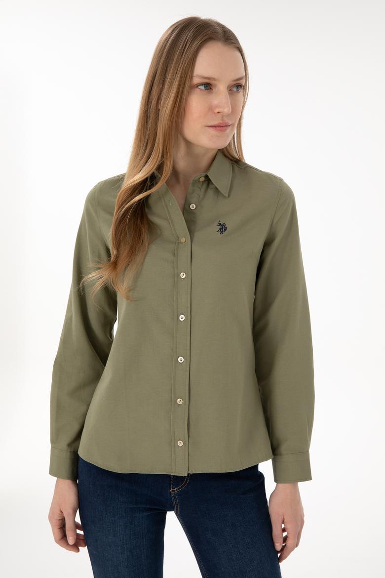 Kadın Açık Haki Uzun Kollu Basic Gömlek - 50297002130