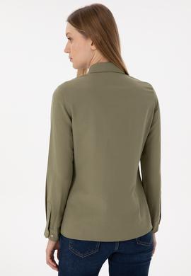 Kadın Açık Haki Uzun Kollu Basic Gömlek - 50297002130