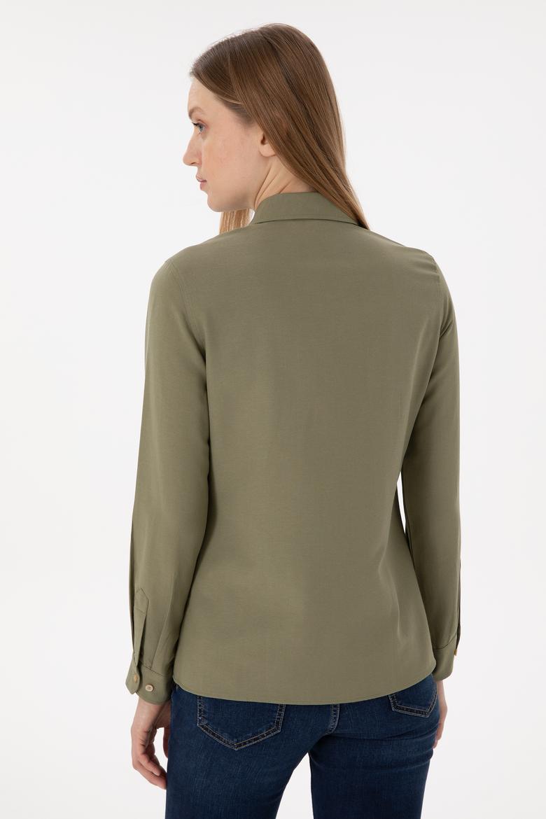 Kadın Açık Haki Uzun Kollu Basic Gömlek - 50297002130