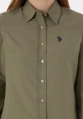 Kadın Açık Haki Uzun Kollu Basic Gömlek - 50297002130