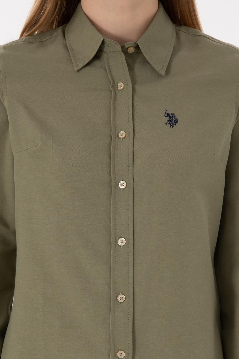 Kadın Açık Haki Uzun Kollu Basic Gömlek - 50297002130