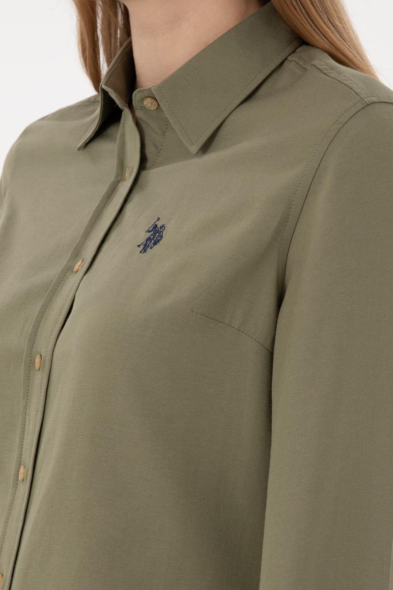 Kadın Açık Haki Uzun Kollu Basic Gömlek - 50297002130