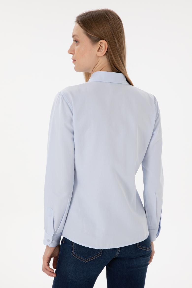Kadın Açık Mavi Uzun Kollu Basic Gömlek - 50297002004
