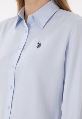 Kadın Açık Mavi Uzun Kollu Basic Gömlek - 50297002004