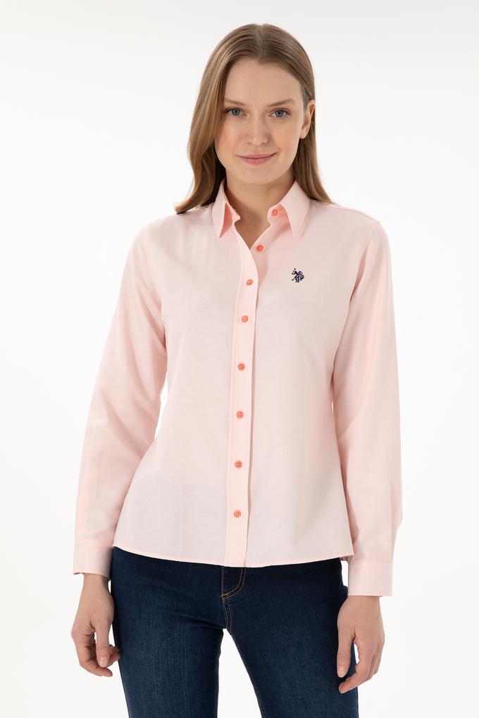 Kadın Somon Uzun Kollu Basic Gömlek