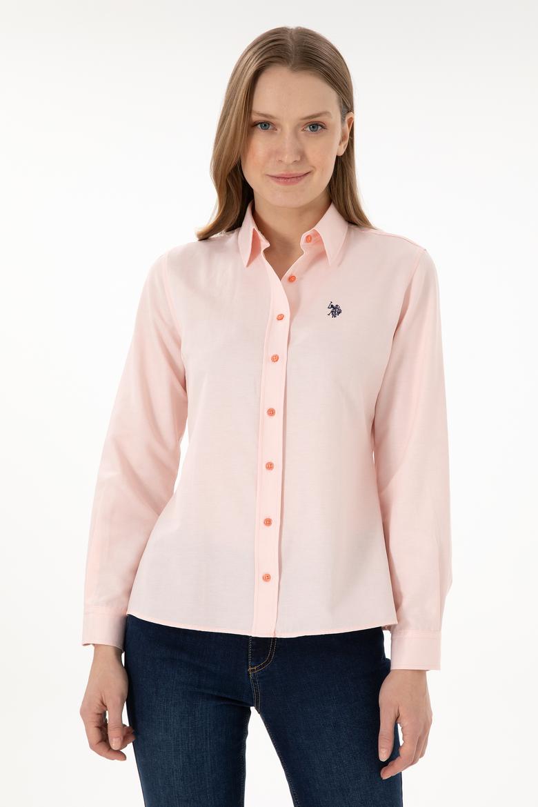 Kadın Somon Uzun Kollu Basic Gömlek