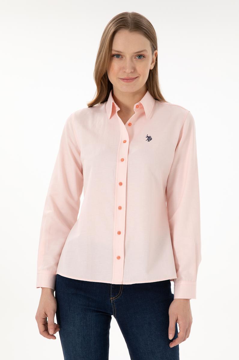 Kadın Somon Uzun Kollu Basic Gömlek