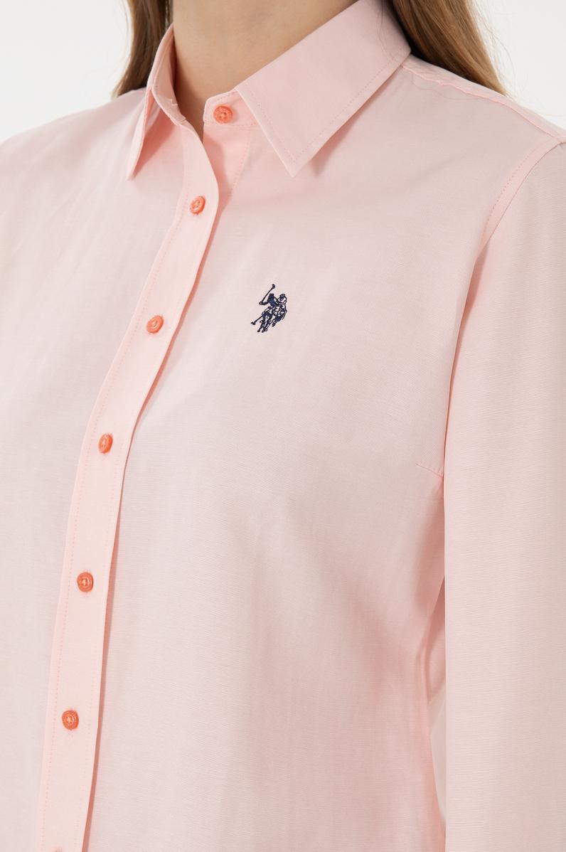 Kadın Somon Uzun Kollu Basic Gömlek