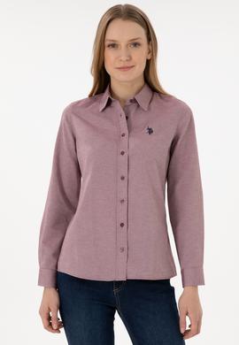 Kadın Bordo Uzun Kollu Basic Gömlek - 50297002036