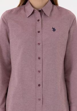 Kadın Bordo Uzun Kollu Basic Gömlek - 50297002036