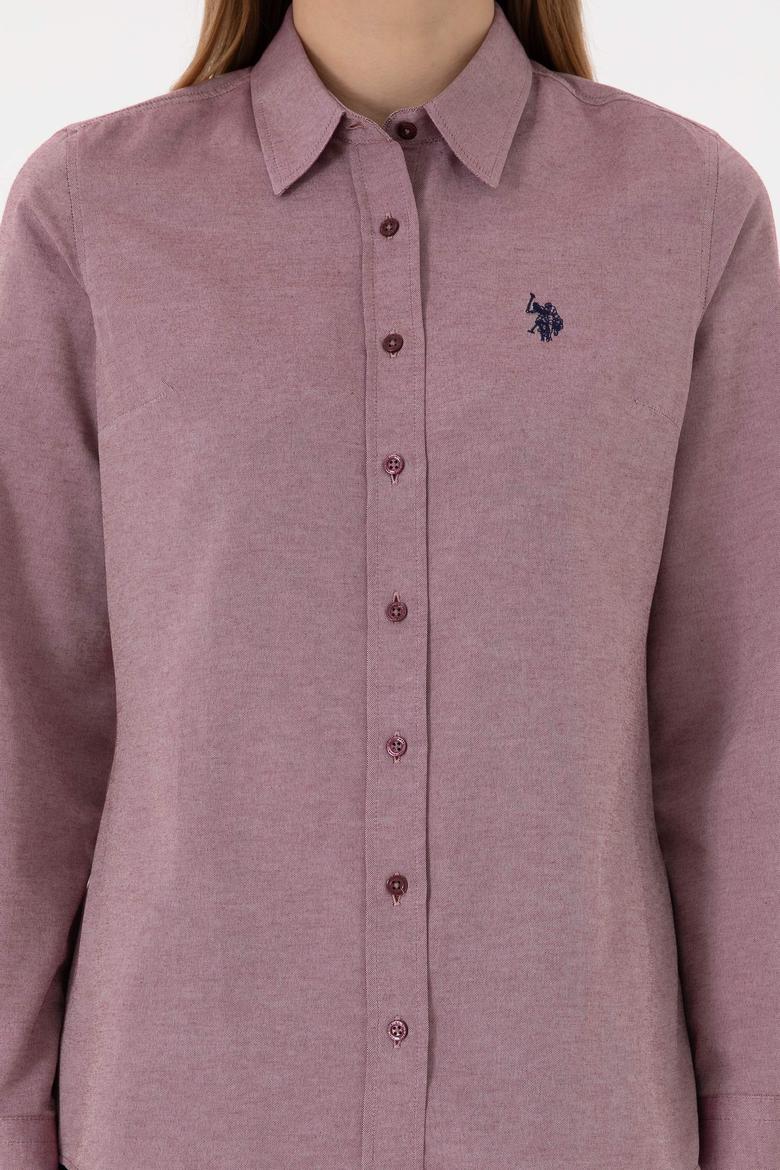 Kadın Bordo Uzun Kollu Basic Gömlek - 50297002036