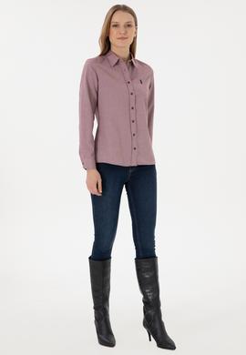 Kadın Bordo Uzun Kollu Basic Gömlek - 50297002036