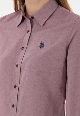 Kadın Bordo Uzun Kollu Basic Gömlek - 50297002036