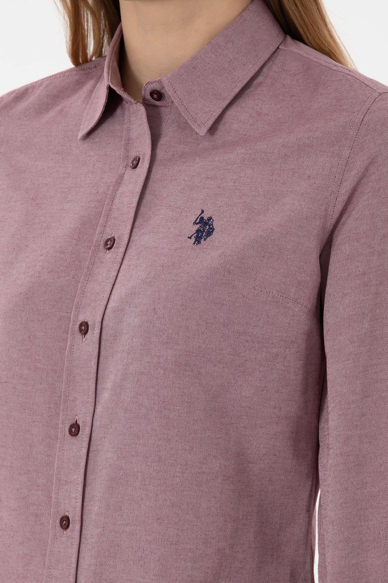 Kadın Bordo Uzun Kollu Basic Gömlek - 50297002036