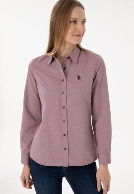 Kadın Bordo Uzun Kollu Basic Gömlek - 50297002036