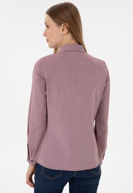 Kadın Bordo Uzun Kollu Basic Gömlek - 50297002036