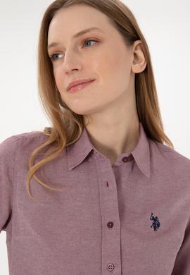 Kadın Bordo Uzun Kollu Basic Gömlek - 50297002036