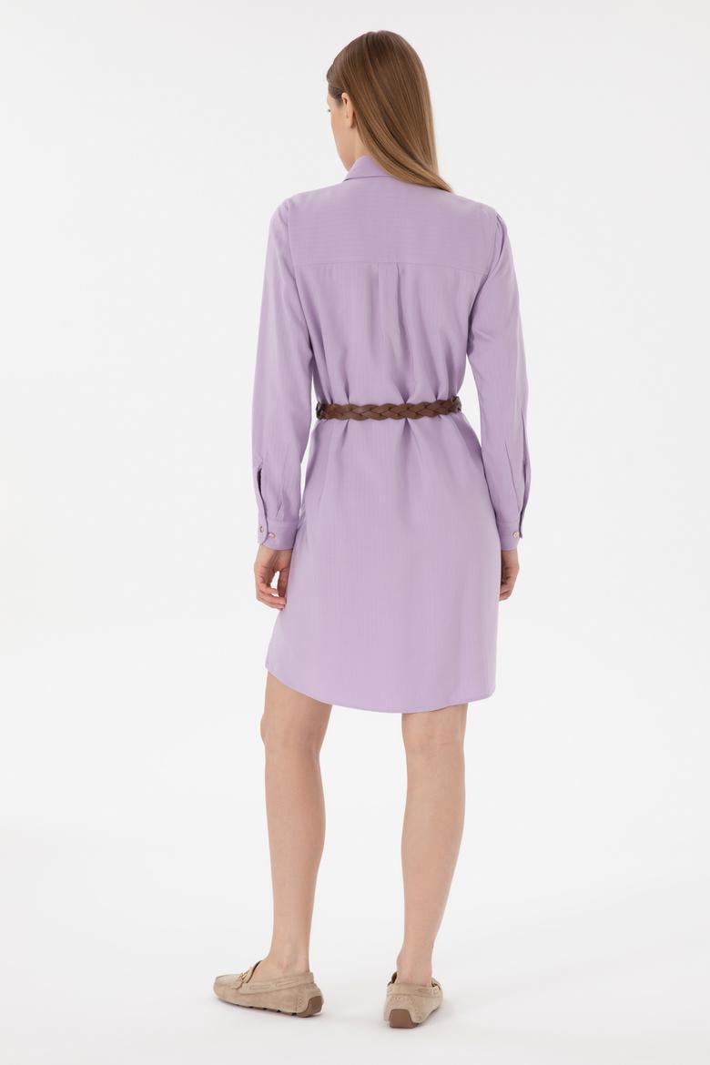 Kadın Lila Mini Boy Dokuma Elbise - 50301228066