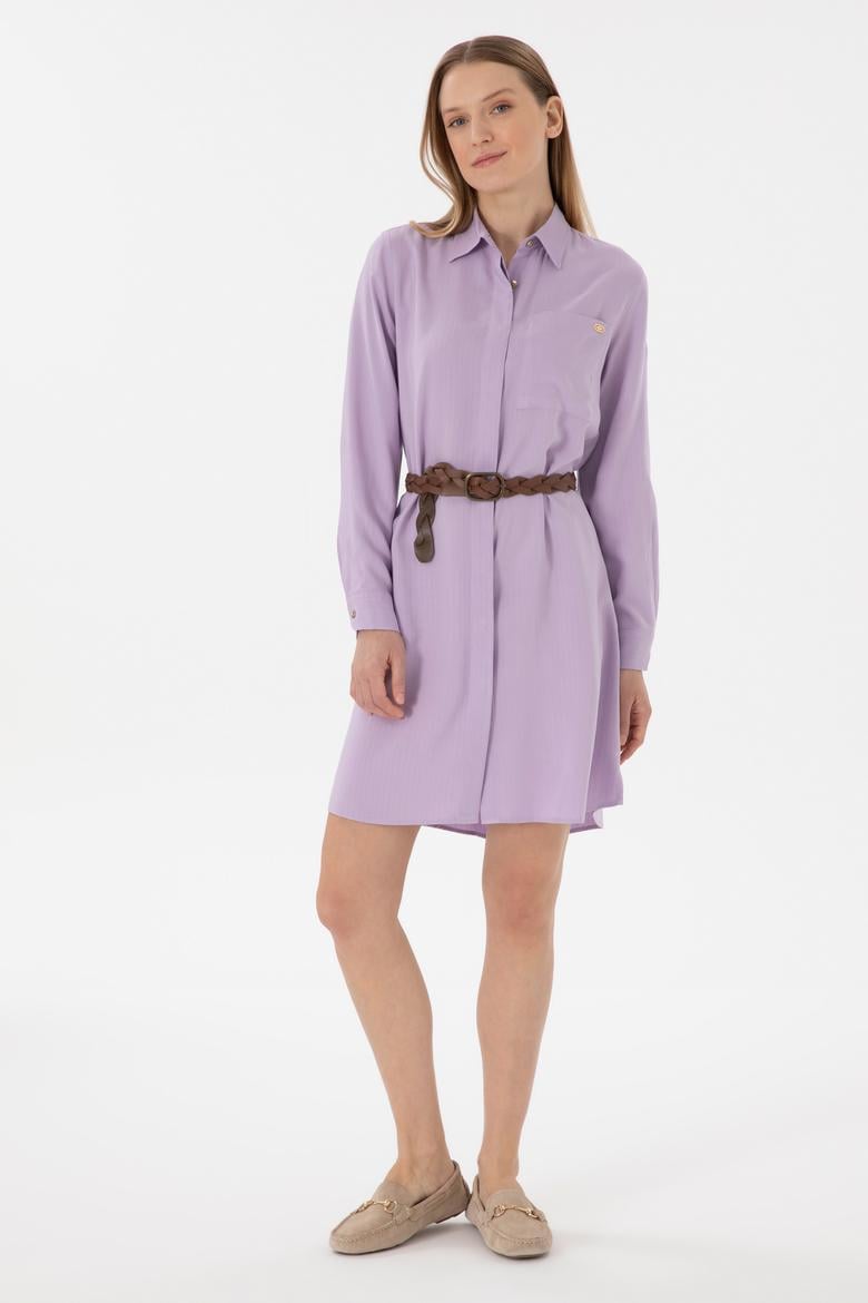 Kadın Lila Mini Boy Dokuma Elbise - 50301228066