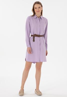 Kadın Lila Mini Boy Dokuma Elbise - 50301228066