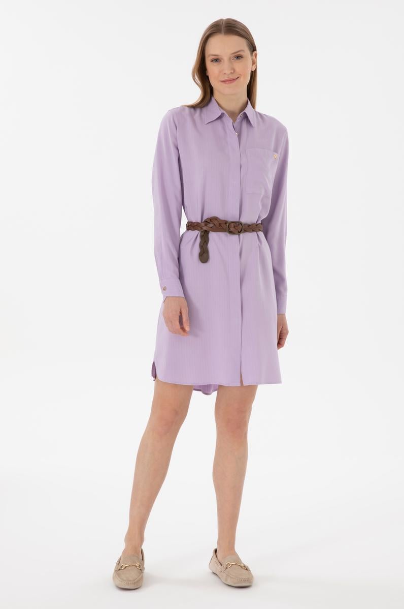 Kadın Lila Mini Boy Dokuma Elbise