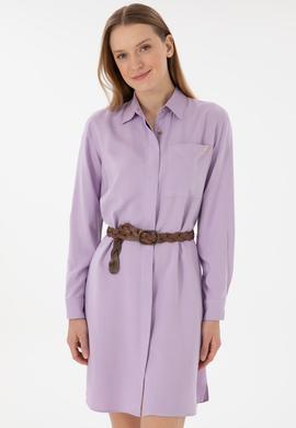 Kadın Lila Mini Boy Dokuma Elbise - 50301228066