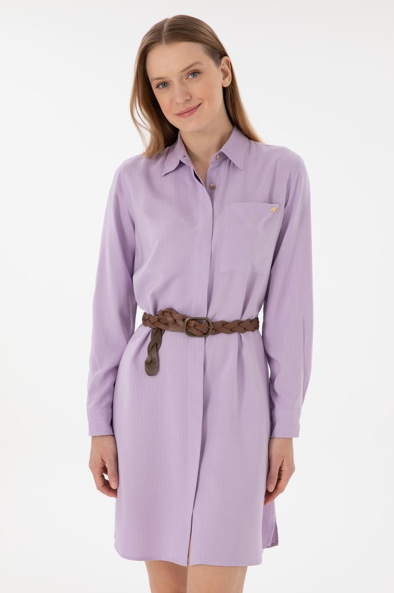 Kadın Lila Mini Boy Dokuma Elbise