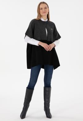 Kadın Antrasit Triko Panço - 50293013002
