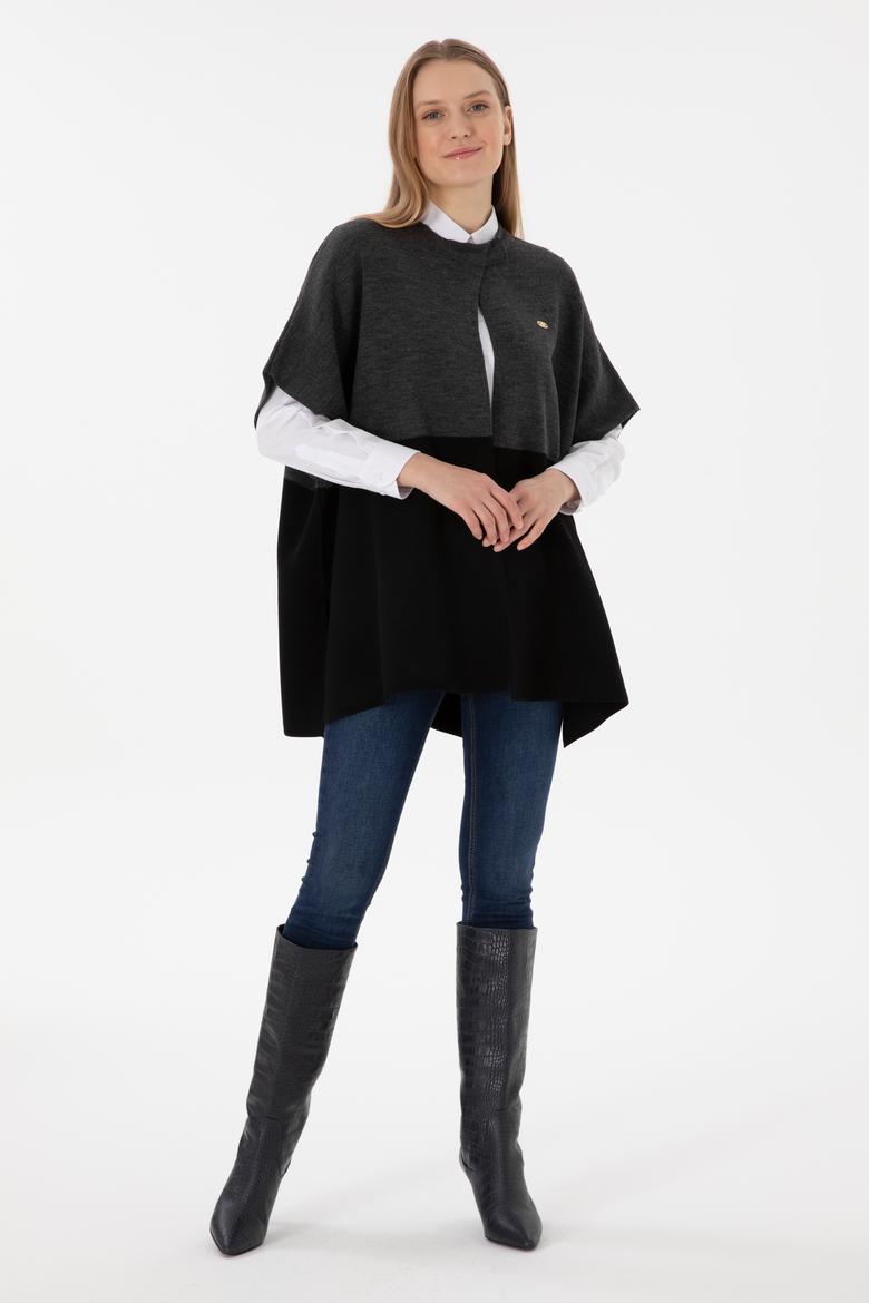 Kadın Antrasit Triko Panço - 50293013002
