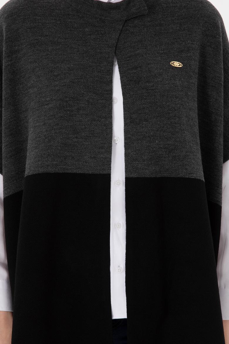 Kadın Antrasit Triko Panço - 50293013002