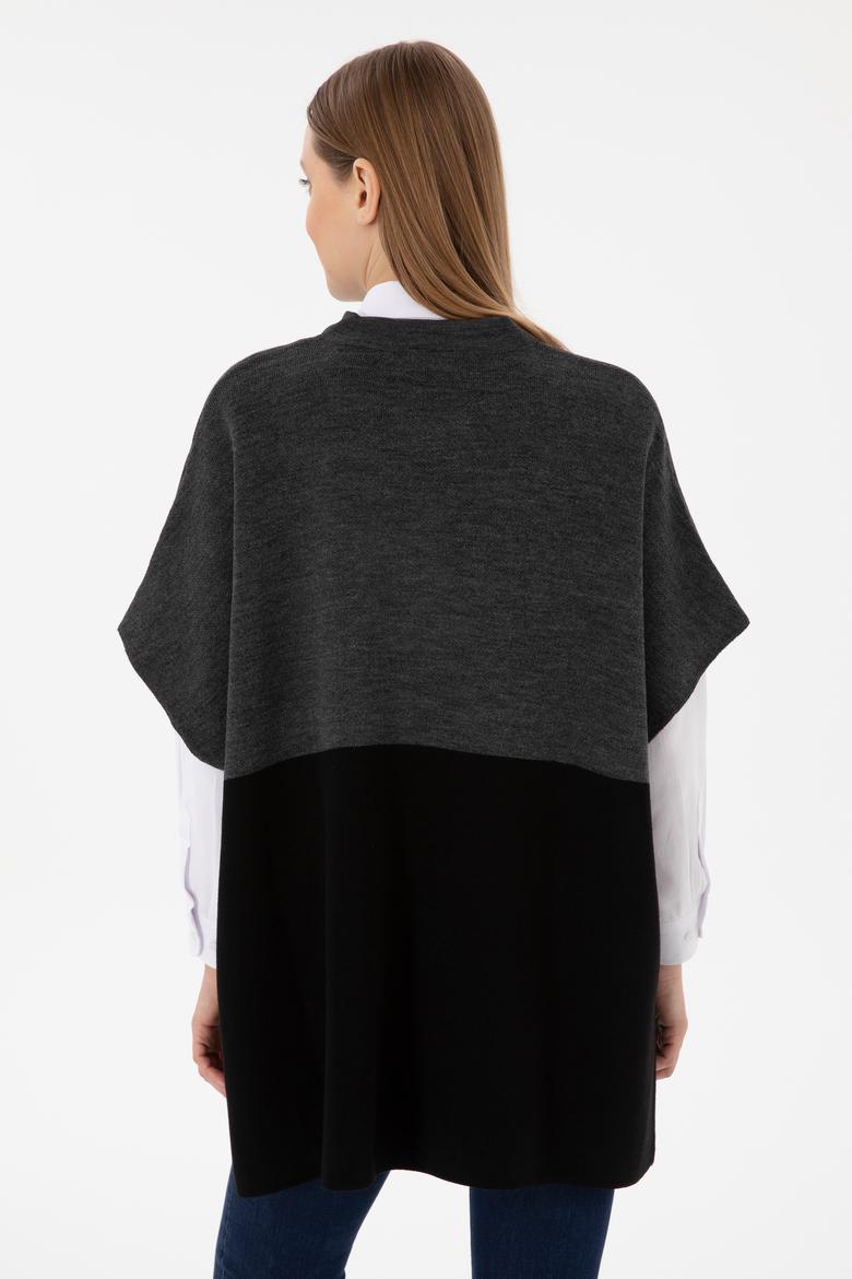 Kadın Antrasit Triko Panço - 50293013002