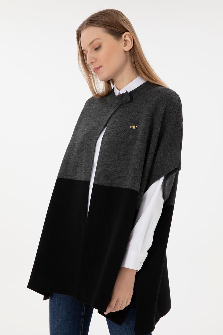 Kadın Antrasit Triko Panço - 50293013002