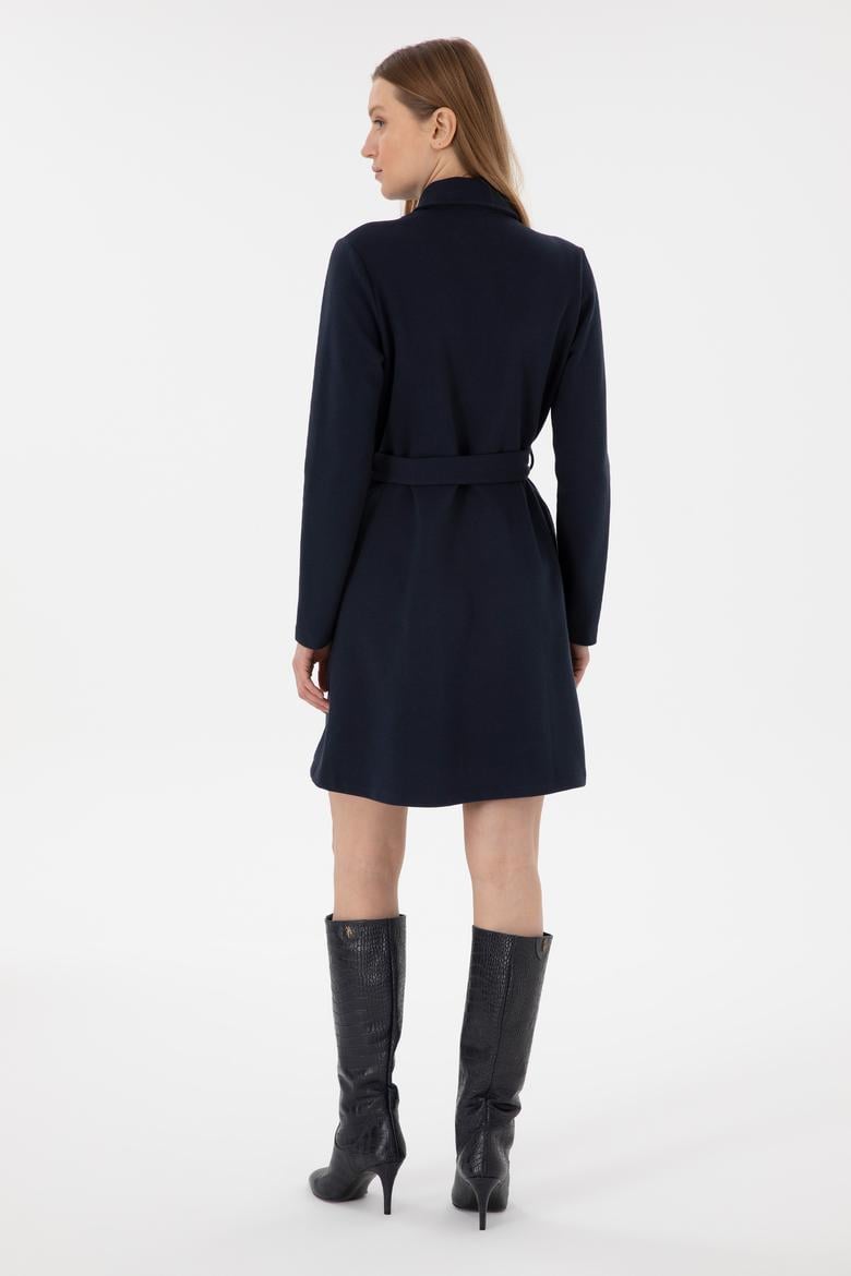 Kadın Lacivert Gömlek Örme Elbise - 50292423005
