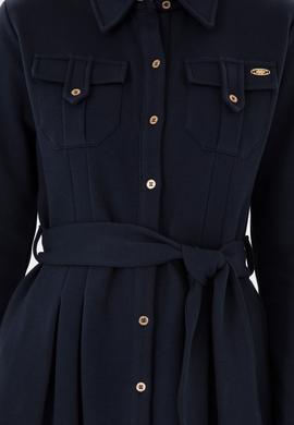 Kadın Lacivert Gömlek Örme Elbise - 50292423005