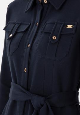 Kadın Lacivert Gömlek Örme Elbise - 50292423005