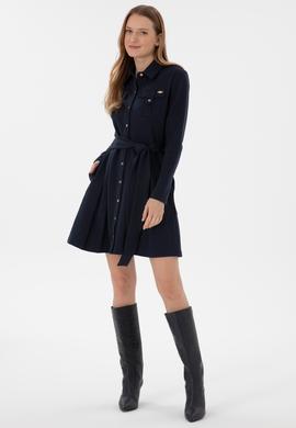 Kadın Lacivert Gömlek Örme Elbise - 50292423005