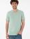 Erkek Regular Fit  V Yaka Su Yeşili Basic Tişört