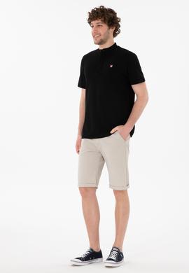 Erkek Regular Fit Hakim Yaka Siyah Basic Tişört - 50305914028