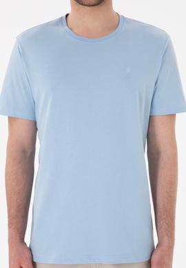 Erkek Regular Fit Bisiklet Yaka Mavi Basic Tişört - 50305924131