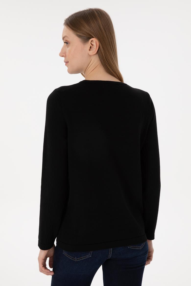 Kadın Siyah Basic Triko Hırka - 50293537039