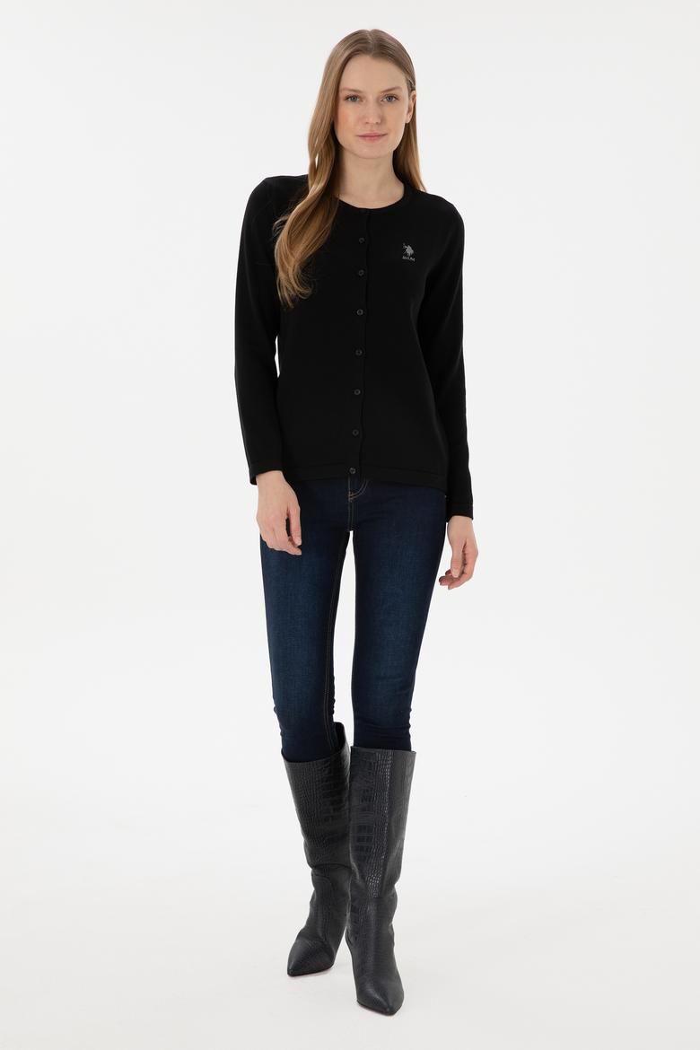 Kadın Siyah Basic Triko Hırka - 50293537039