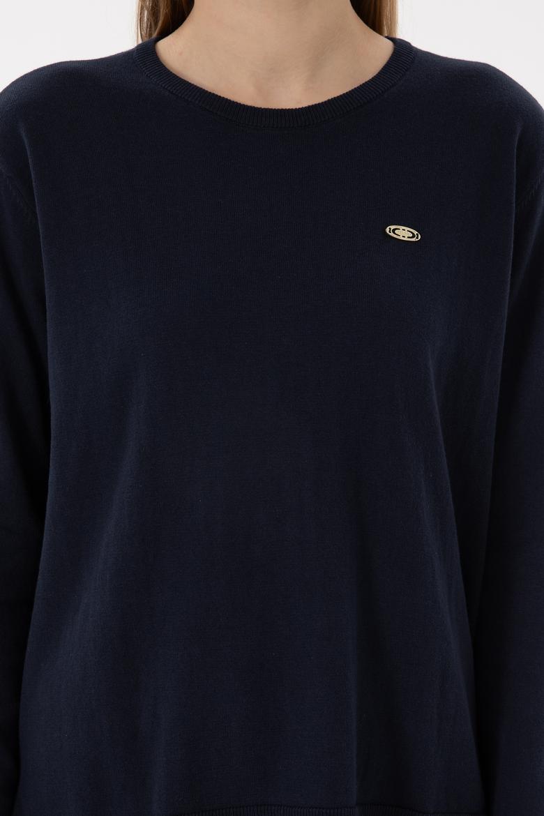 Kadın Lacivert Bisiklet Yaka Basic Kazak - 50293510010