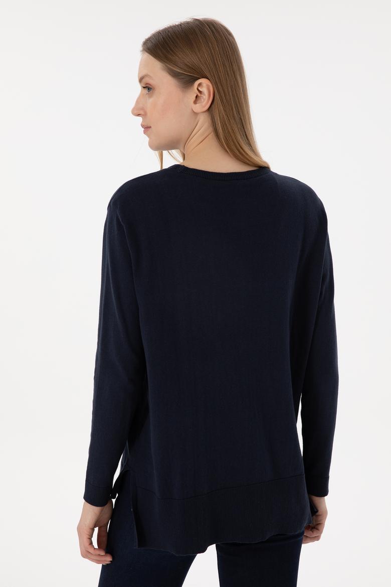 Kadın Lacivert Bisiklet Yaka Basic Kazak - 50293510010