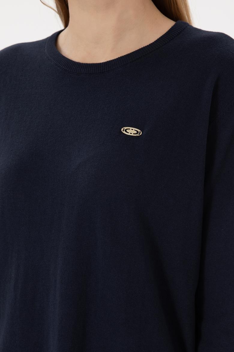 Kadın Lacivert Bisiklet Yaka Basic Kazak - 50293510010