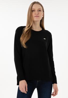 Kadın Siyah Bisiklet Yaka Basic Kazak - 50293510031