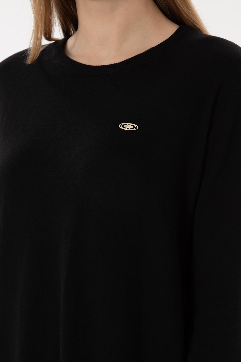 Kadın Siyah Bisiklet Yaka Basic Kazak - 50293510031