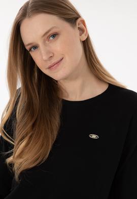 Kadın Siyah Bisiklet Yaka Basic Kazak - 50293510031