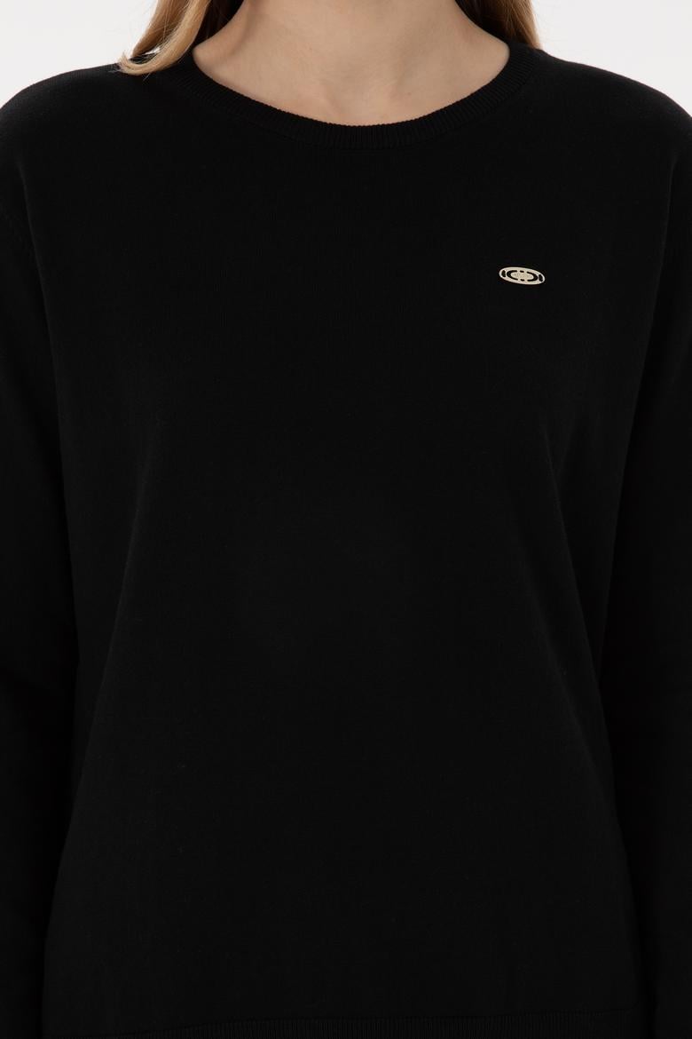 Kadın Siyah Bisiklet Yaka Basic Kazak - 50293510031