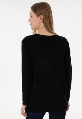 Kadın Siyah Bisiklet Yaka Basic Kazak - 50293510031