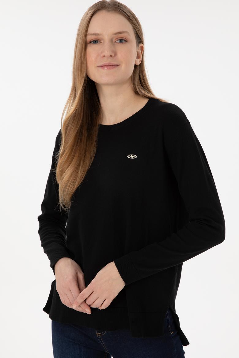 Kadın Siyah Bisiklet Yaka Basic Kazak - 50293510031